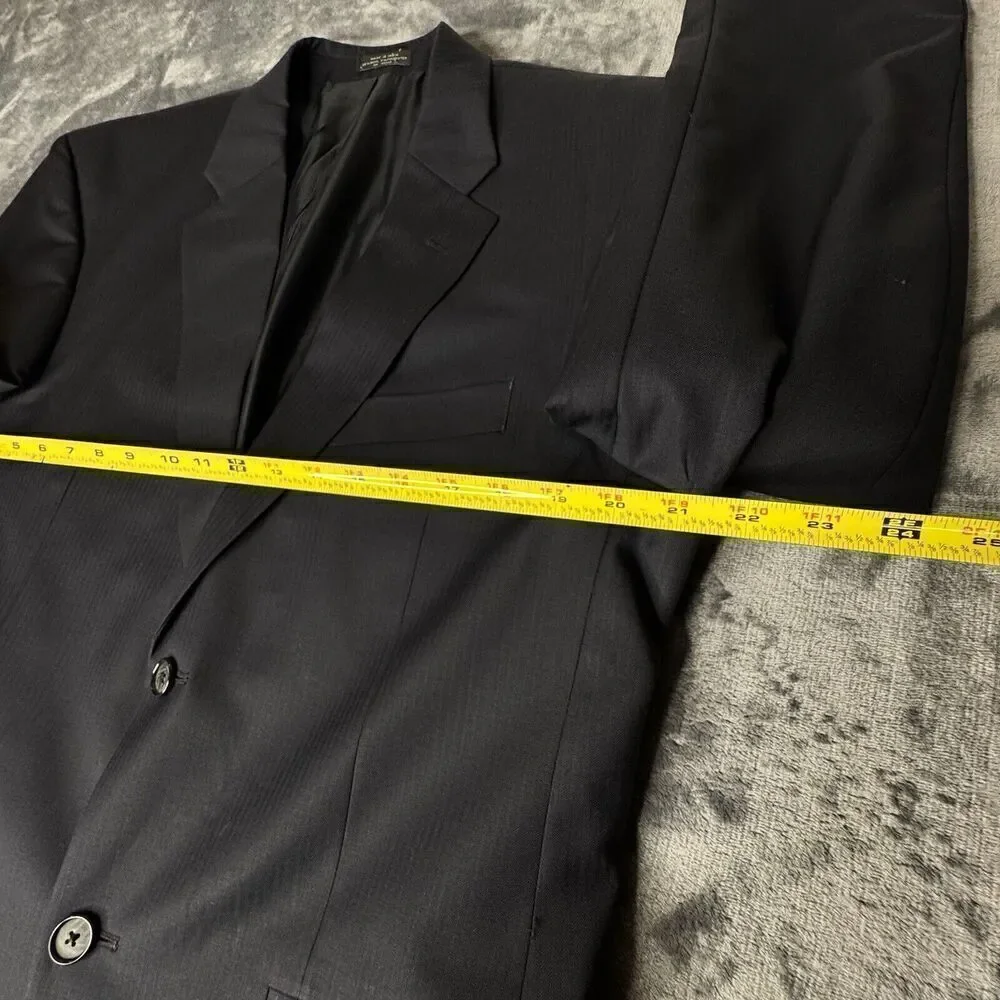 Jones New York Suit Jacket 39R Black Pinstripe 95% Wool Blazer Men Two Vent 0958